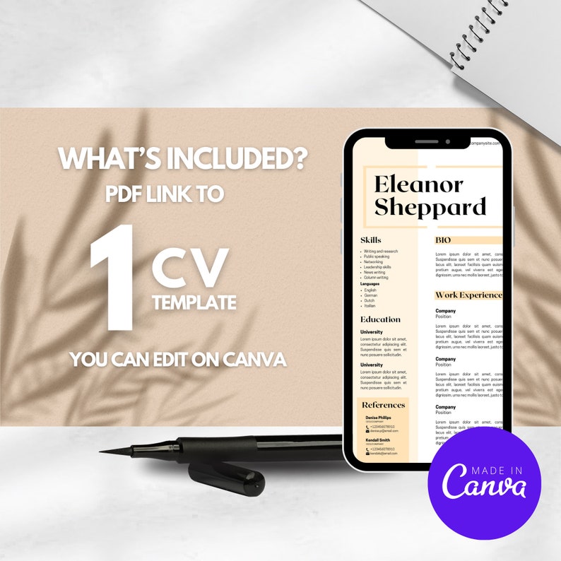 Cv Template Canva Modern Layout Professional Resume Creative Resume ...