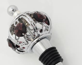 CROWN Wine Stopper with Purple AUSTRIAN Crystal Design