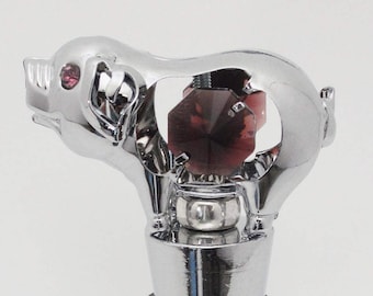 Silver PIG WINE STOPPER with Purple Austrian Crystals