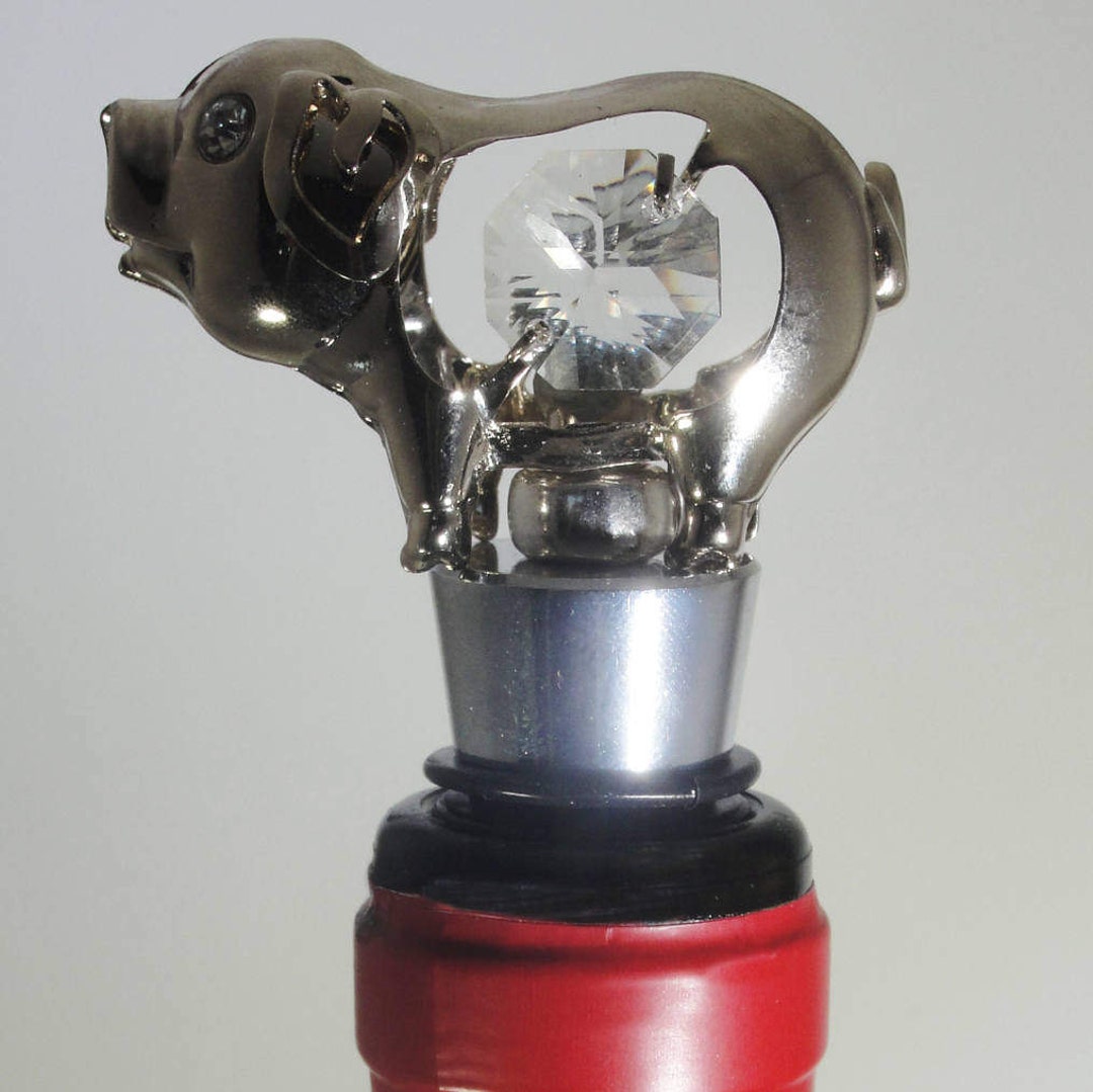 24K Gold Plated PIG WINE STOPPER With Clear Austrian Crystals Etsy