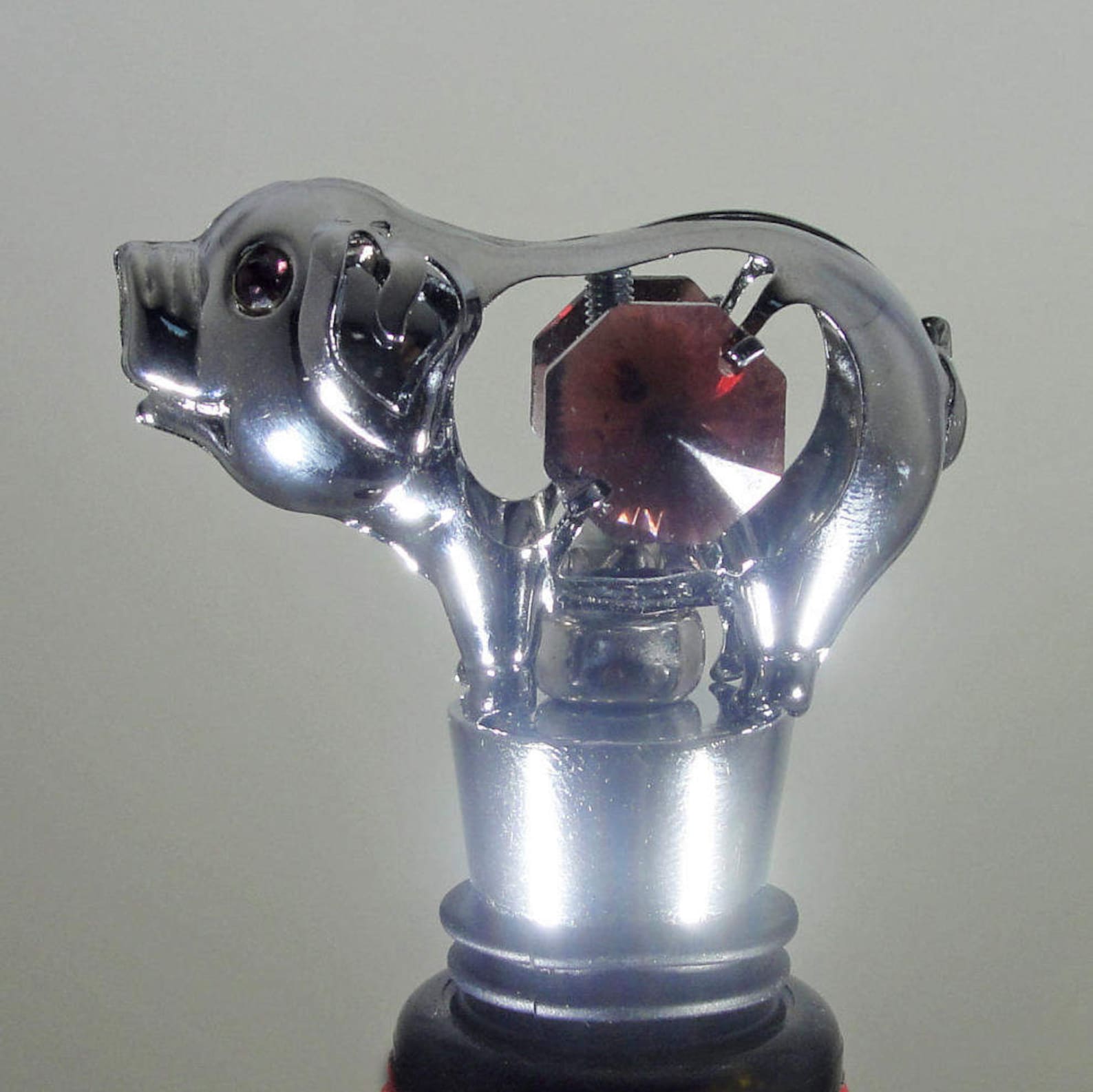 Silver PIG WINE STOPPER with Purple Austrian Crystals Etsy