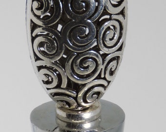 SWIRL DECOR WINESTOPPER- Oxidized Pewter