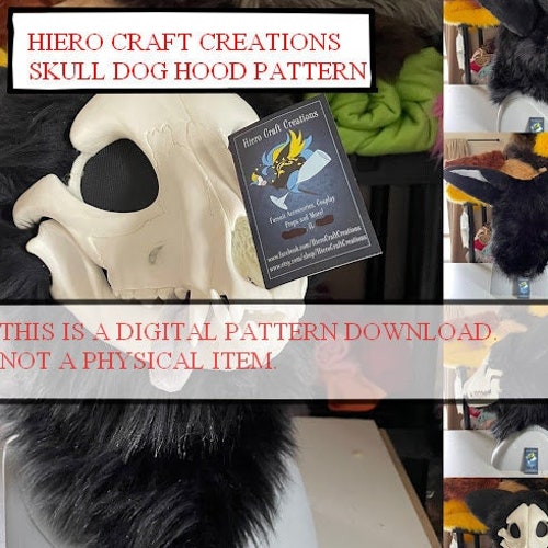 Hiero Craft Creations Skull Dog Fursuit Head Hood Pattern Etsy Canada