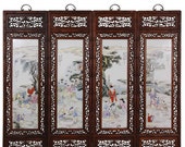 Chinese Antique Painted Porcelain Panels -Wall Hanging 27X02