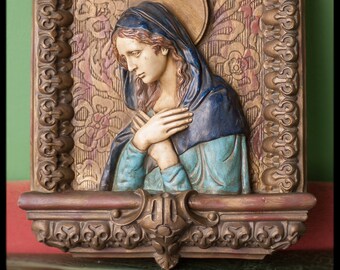 Vintage holy water font, religious altar, prayer, devotion, sacred art, place of worship, light, religious wall decoration, antique, stoup, rare