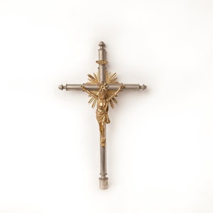 Large Vintage cross, brass cross, church crucifix, religious cross, Christ, collection, brass religious cross