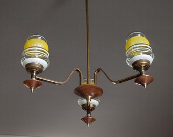 Plafoniere Legno E Vetro : Lampadario giallo etsy