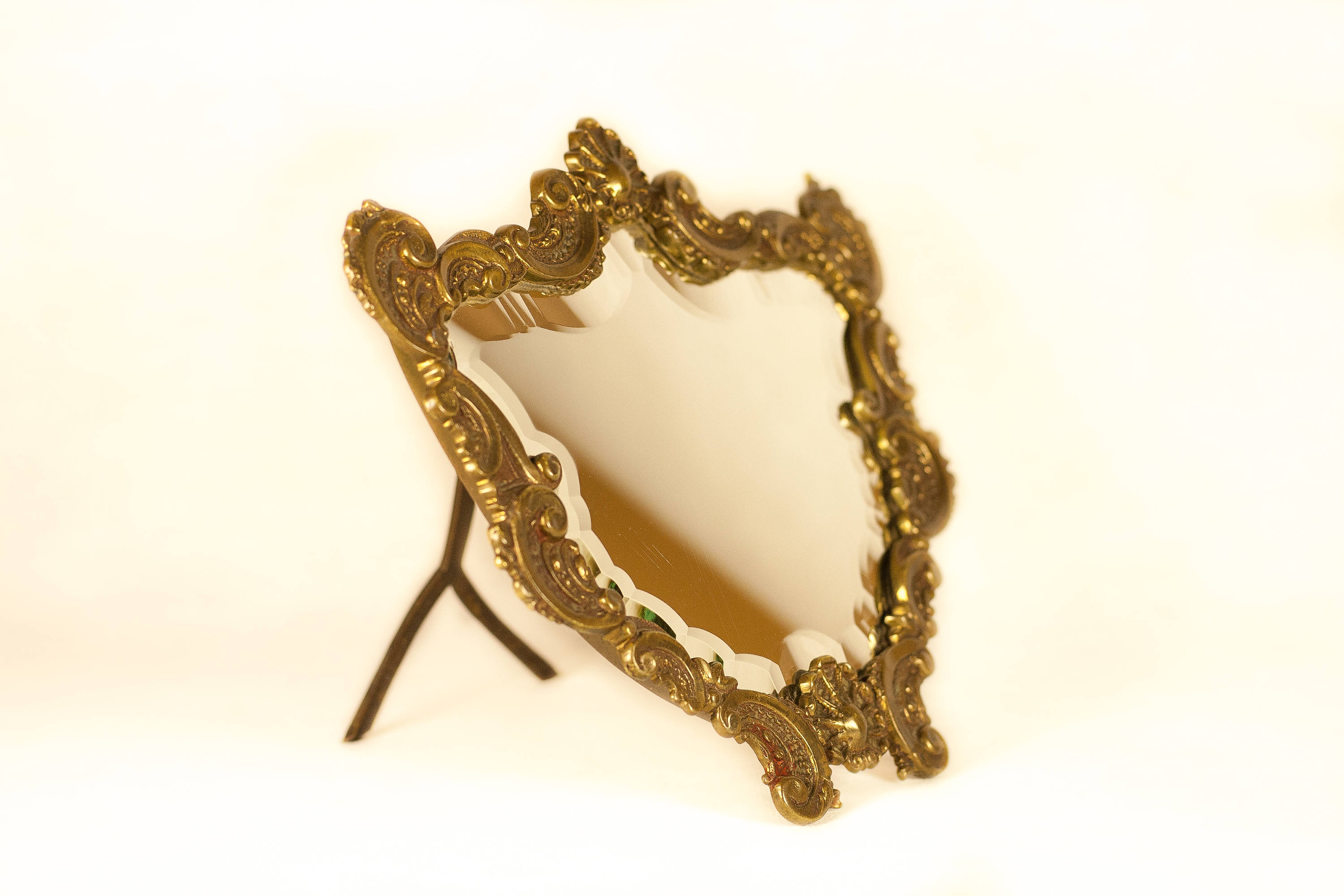 Miroir Vintage, Miroir Chevalet, De Table, Bronze, Miroir Biseauté, Style Louis Xv Rocaille, Miroir De Courtoisie, Décoration Intérieur, Home Decor