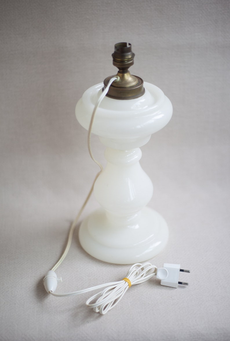 Opaline glass lamp, opaline lamp, living room lamp, table lamp, white opaline, interior decoration, opaline lamp image 2