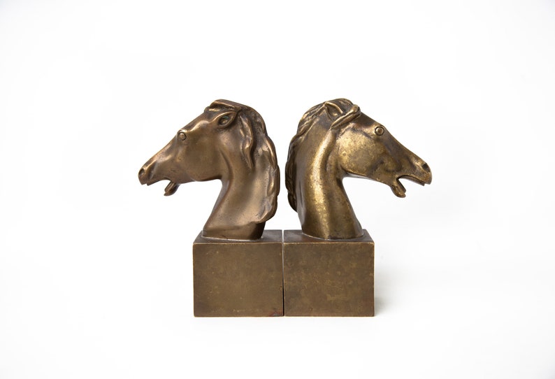 Vintage Bookend Brass Horse Brass Animals Clipboard Etsy
