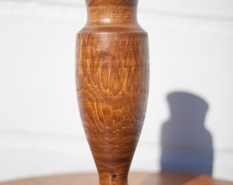 vintage wooden vase, decorative vase, wooden vase, flared vase with foot, dried flower vase, nature interior decoration, wooden vase