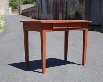 Table bois ancienne peinte, table d'appoint, table de travail, petit bureau, meuble bois vintage