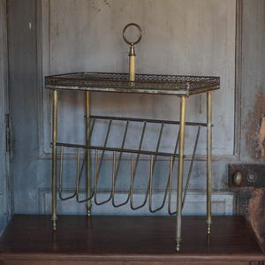 Magazine rack Vintage shelf, side table, brass magazine rack table, empire style, interior decoration