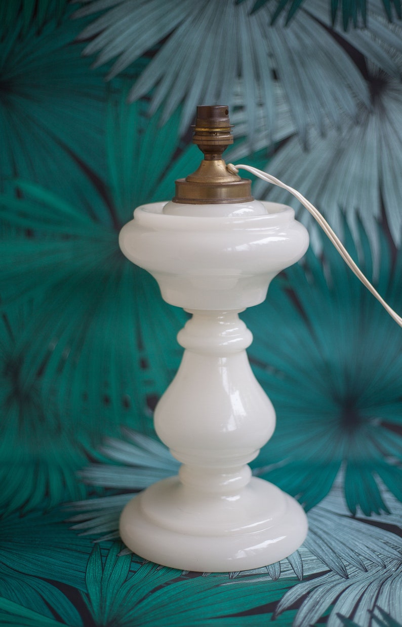Opaline glass lamp, opaline lamp, living room lamp, table lamp, white opaline, interior decoration, opaline lamp image 4