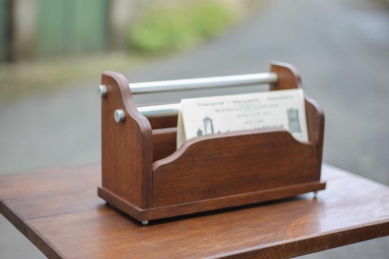 Art Deco Wooden Letter Rack, Mail Holder, Document, Storage, Office ...