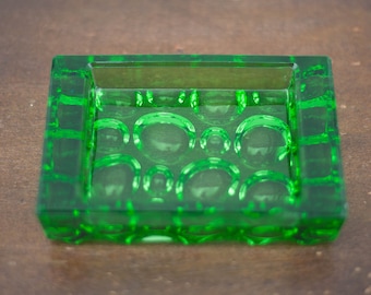 green glass empty pocket, bubble glass empty pocket, ashtray, collection, art of glass, ashtray