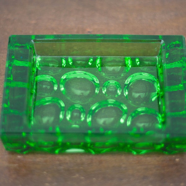 vide poche verre vert, vide poche verre bulle, cendrier, collection, art of glass, ashtray