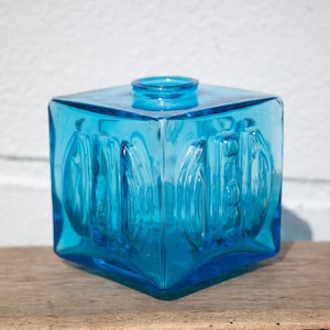 Vintage globe, blue globe, square globe, blue glass lampshade, light fixture, glass cube, interior decoration, home decor, square blue