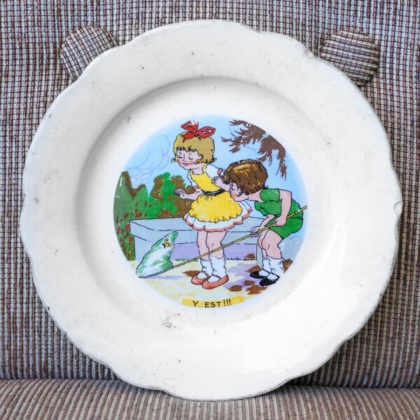 Vintage plate x5, dessert plate Digoin Sarreguemines, kitchen decoration, french dishes, table art, children decor porcelain,plate