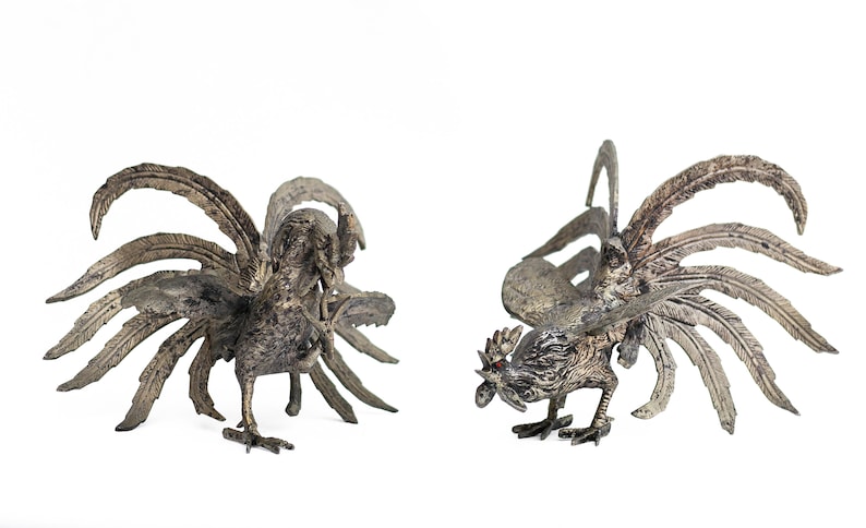 fighting rooster farm collection couple brass animals Vintage rooster decorative rooster chicken rooster animal art,cock fight
