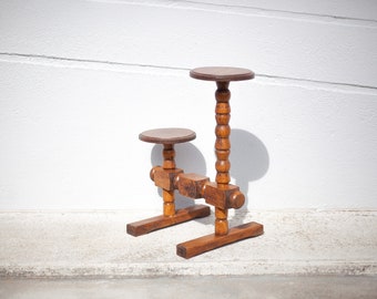 suporte para plantas vintage, suporte para plantas de 2 vasos, madeira, suporte de madeira, suporte para plantas, exposição de 2 níveis, móveis, suporte de madeira
