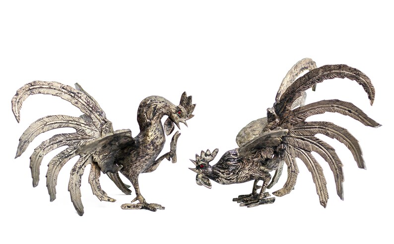 fighting rooster farm collection couple brass animals Vintage rooster decorative rooster chicken rooster animal art,cock fight