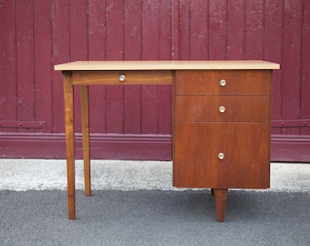 Bureau vintage années 70, bureau bois et formica, meuble bois, meuble vintage