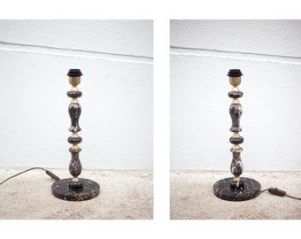 Pied de lampe à poser vintage, lampe de table, lampe pied marbre noir , lampe de salon, marble lamp
