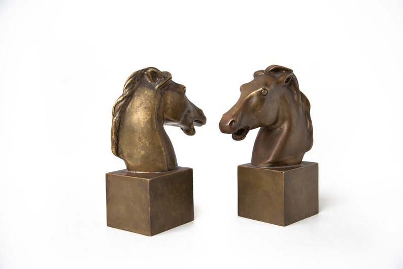 Vintage Bookend Brass Horse Brass Animals Clipboard Etsy