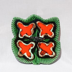 Vintage platter, F.P.P Vallauris cheese platter, French ceramic, green and orange, cheese platter, French pottery Vallauris, 70's
