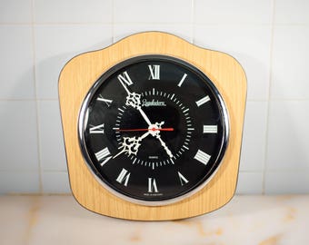 Vintage clock, vintage Formica Reguladora pendulum, made in Portugal, old wall clock, interior decoration, kitchen, wall clock, 70's