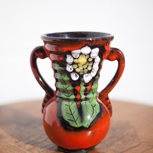 Vintage vase, Poët Laval vase, ceramic vase, decorative red vase, flower pot, collection, flower pot
