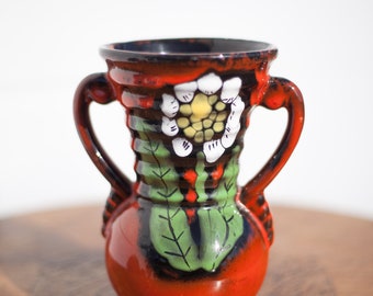Vintage Vase, Poët Laval Vase, Keramikvase, dekorative rote Vase, Blumentopf, Sammlung, Blumentopf