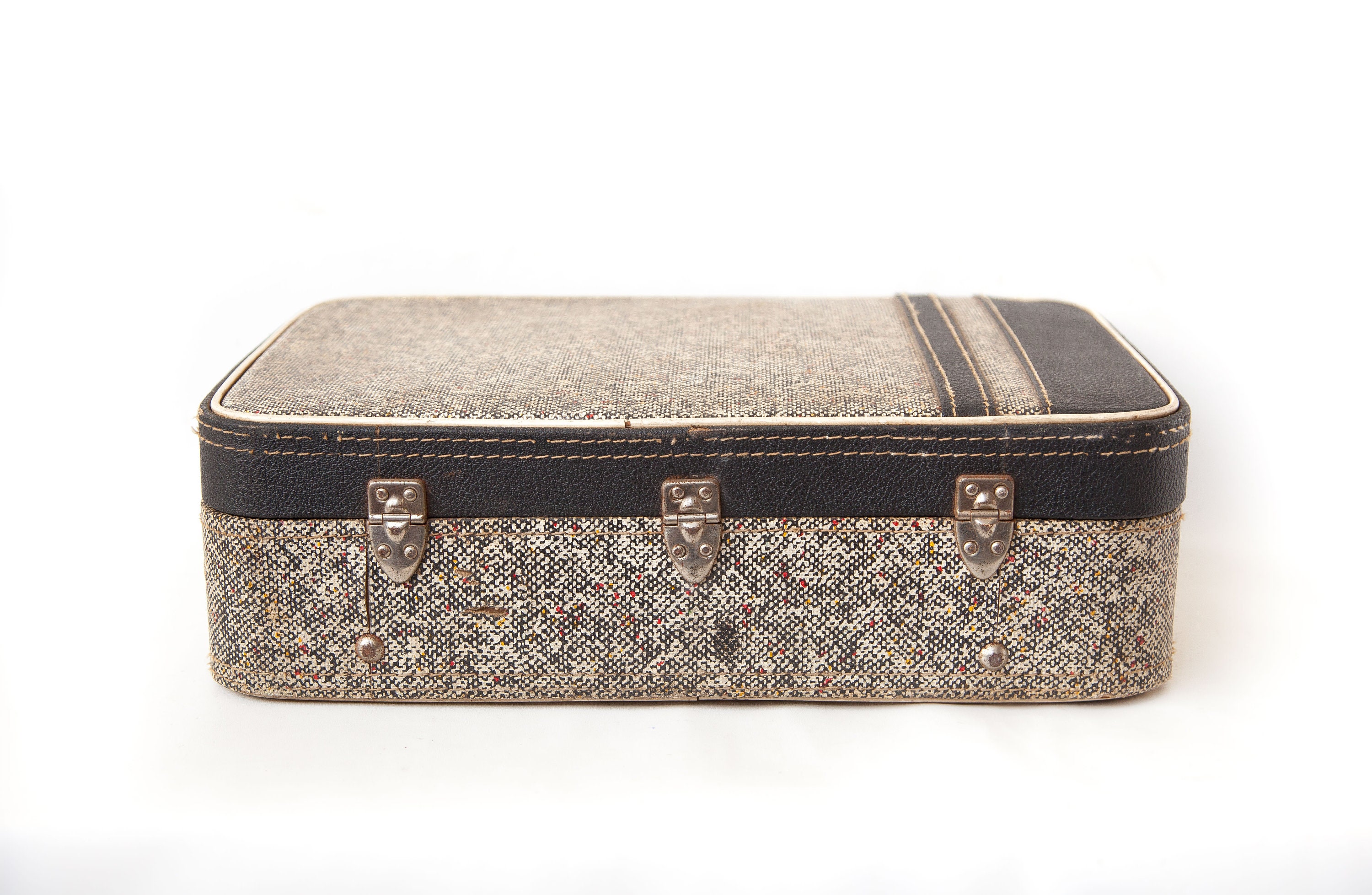Vintage-Koffer, Pappkoffer, Kunstleder-Tweed-Effekt-Koffer