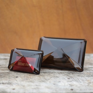 Vintage smoked plexiglass letter holder, mail and card holder, document, storage, office, organizer, letter holder, letter rack