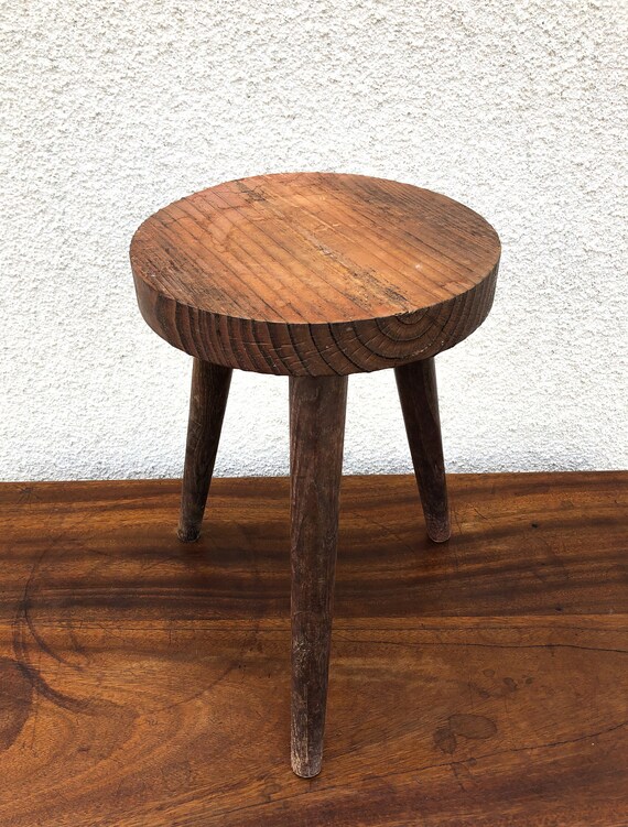 Vintage Stool Wooden Stool Tripod Stool Extra Chair Plant