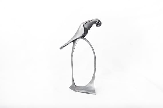 sculpture vintage, statue vintage, perroquet vintage, perroquet étain, perroquet perché, décoration intérieur, home decor, parrot