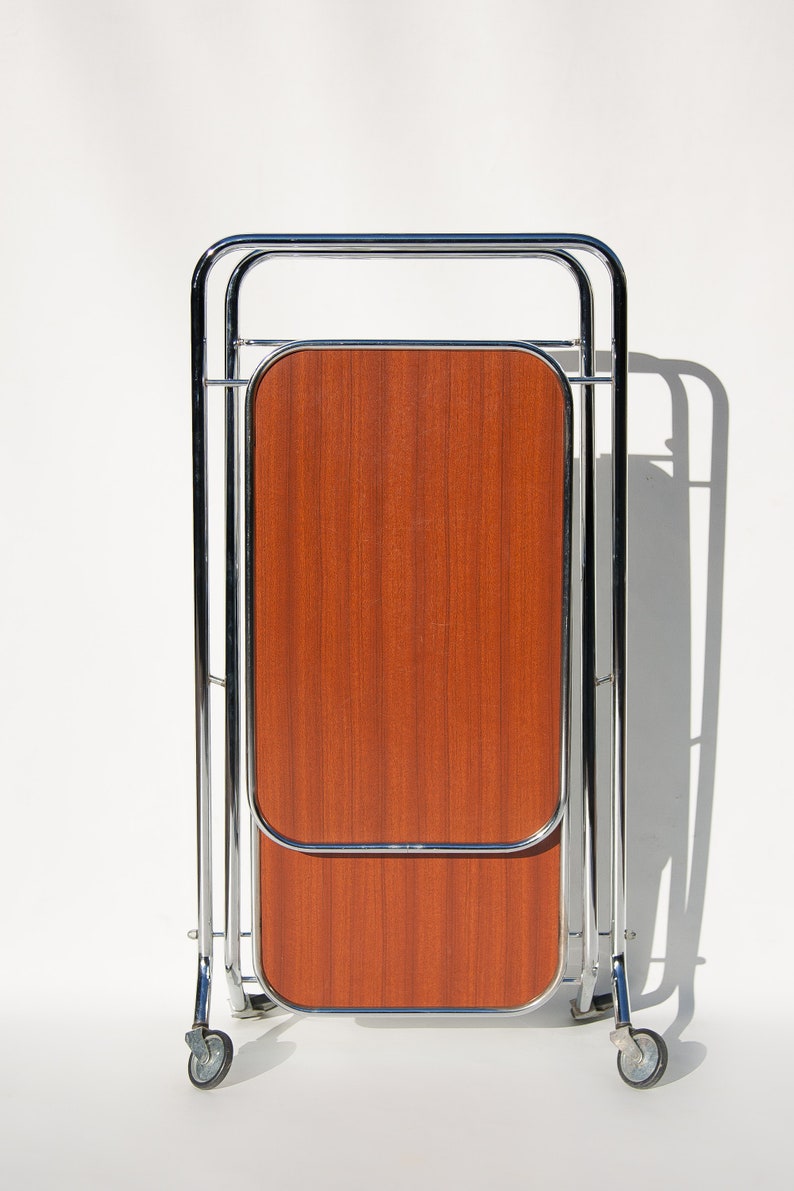 folding serving cart on wheels on 60 S Serving Wheels Side Table Vintage Serving Serving Formica And Metal Folding Serving Cart Formica Home Living Living Room Furniture