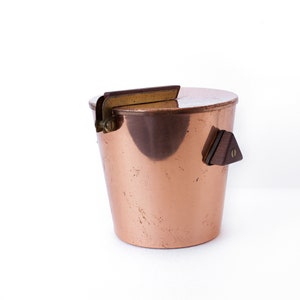 vintage ice bucket, copper ice bucket, wood handles, cooler, cool bottle, ice bucket, icebucket, copper, mid century