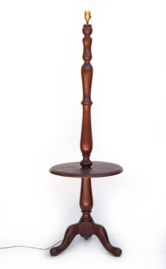 Vintage Table Table Lamp Table With Integrated Lamp Wooden Lamp