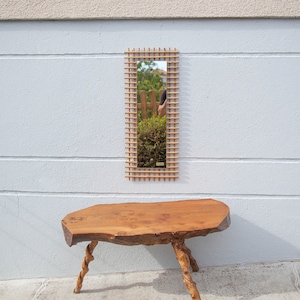 Vintage rattan mirror, rectangular mirror, wall mirror, wicker mirror, interior decoration, home decor, rattan mirror, 50&#39;s