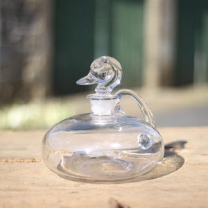 vintage carafe, duck stopper glass carafe, wine carafe, decanter, jug, pitcher, collection, bar decor, barware, pitcher, jug