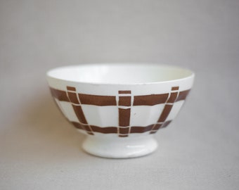 bol céramique ,bol vintage, grand bol motif géométrique marron, bol déjeuner, cuisine, campagne, collection, bowl, 50&#39;s