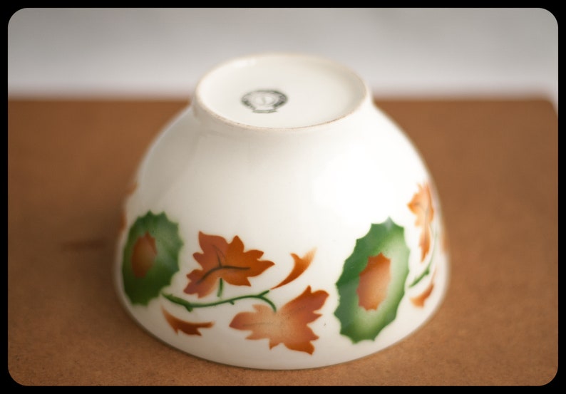 patterns flowers fall collection coffee Bowl 70/'s kitchen ceramic Portuguese SACAV\u00c9M breakfast bowl stencil airbrush Vintage Bowl