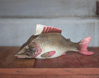 Barbotine fish jardinière signed Guillot Jules Boulogne sur mer, collection