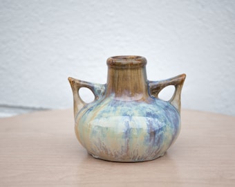 Art nouveau vase, vintage vase, enamelled sandstone vase, attributed to Gilbert Metenier, handle vase, collection, interior decoration, vase