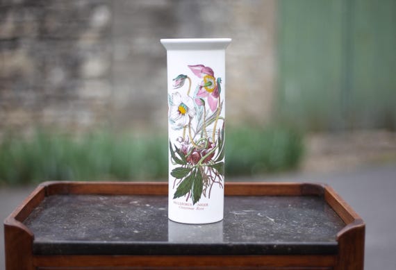Vase vintage Portmeirion Botanic Garden Helleborus Niger Christmas Rose, vase céramique fleuri, collection