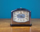 vintage alarm clock, JAZ gotic model 1931 alarm clock, art deco, table alarm clock, mechanical alarm clock, collection, clock