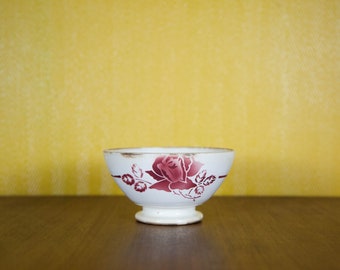 old Digoin bowl, lunch bowl, Digoin bowl, French bowl, kitchen, collection, pink flower pattern bowl, French bowl, 50's