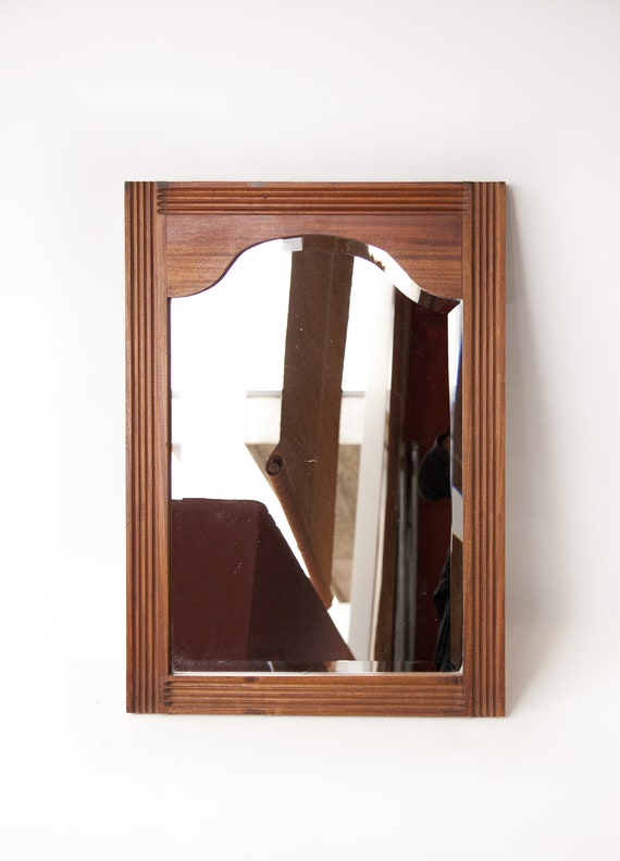Vintage Mirror Bevelled Old Wood Frame Vintage Mirror Bevelled Old